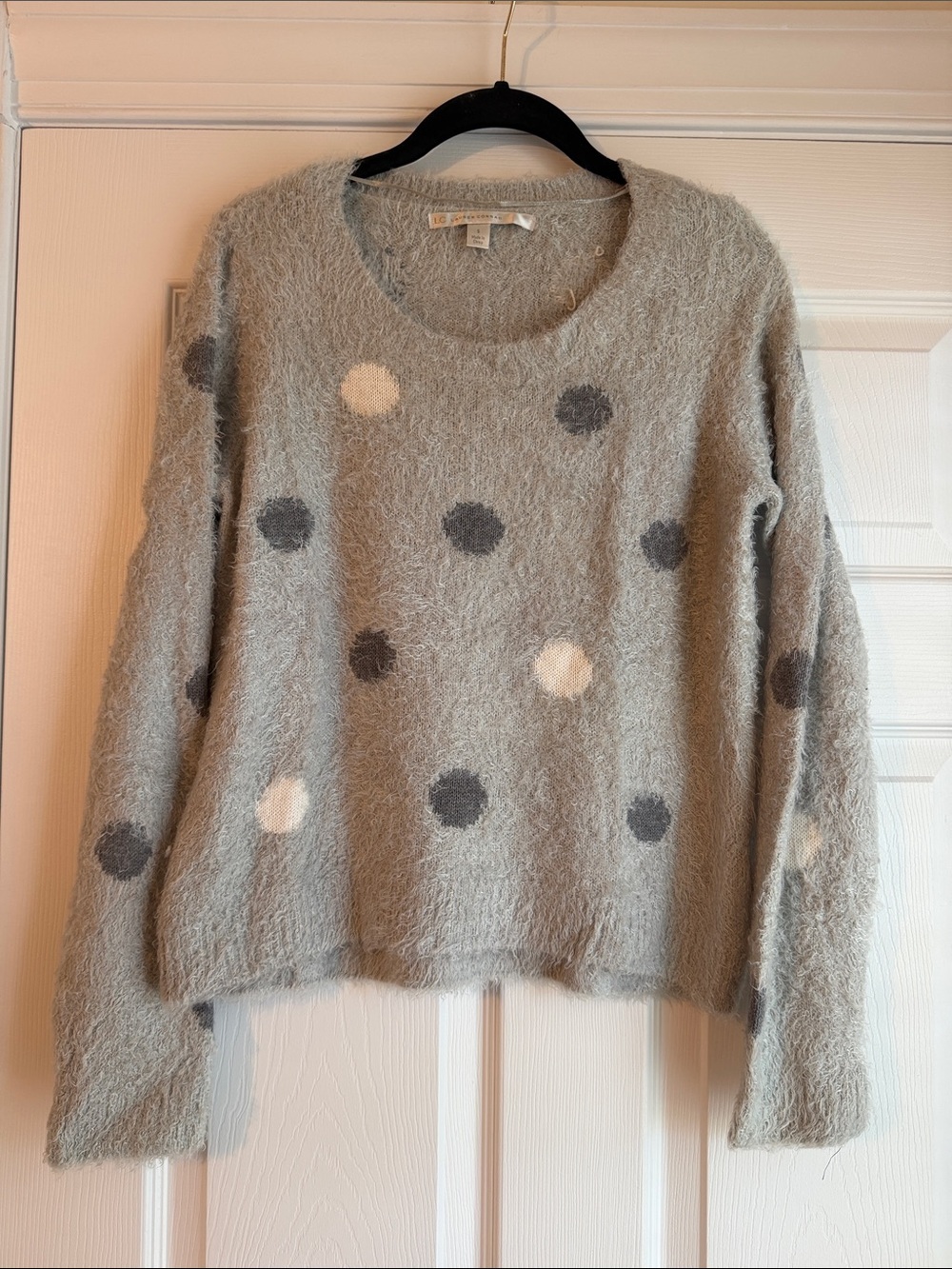 LC Lauren Conrad Cozy Polka Dot Knit Sweater - Light Gray